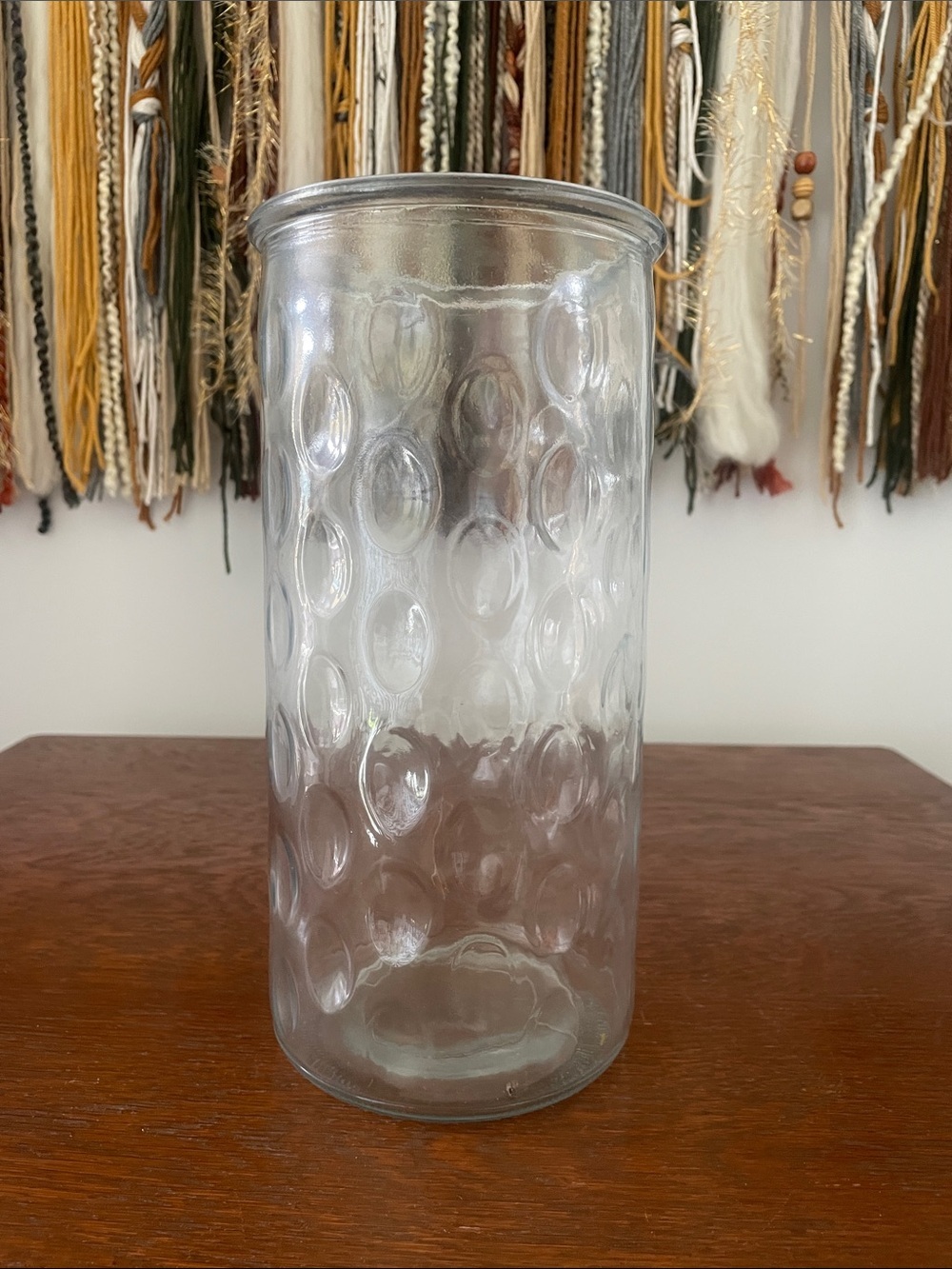 Clear Textured Glass Cylinder Vase